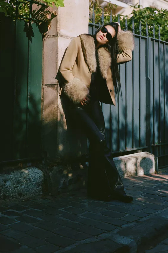 TAILORED 100% SUEDE LEATHER BLAZER WITH FAUX FUR | Zara US