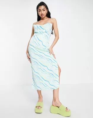 Pimkie cowl neck midi slip dress in marble swirl print | ASOS (Global)