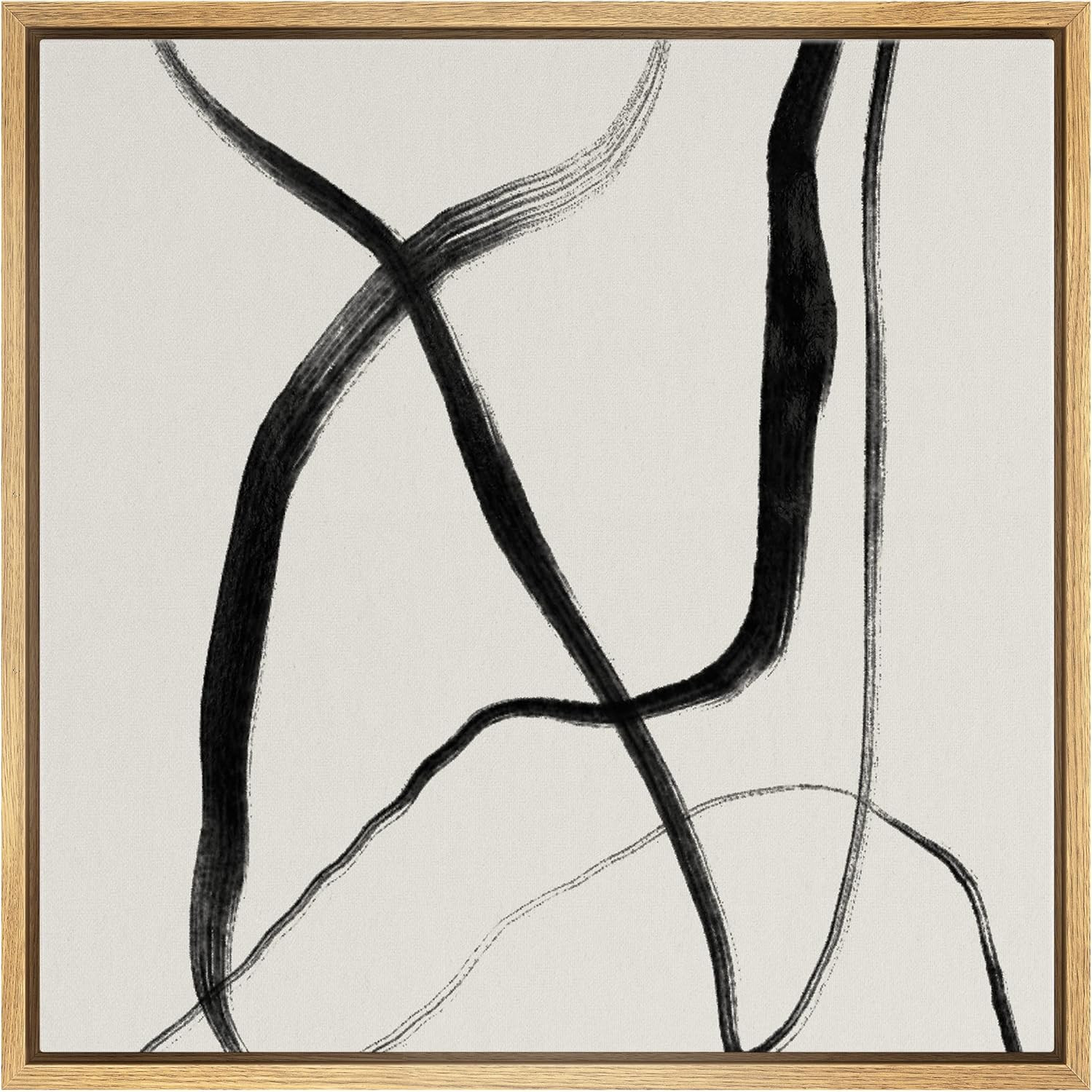 SIGNWIN Framed Canvas Print Wall Art Black Gray Paint Stroke Curve Collage Abstract Shapes Illust... | Amazon (US)