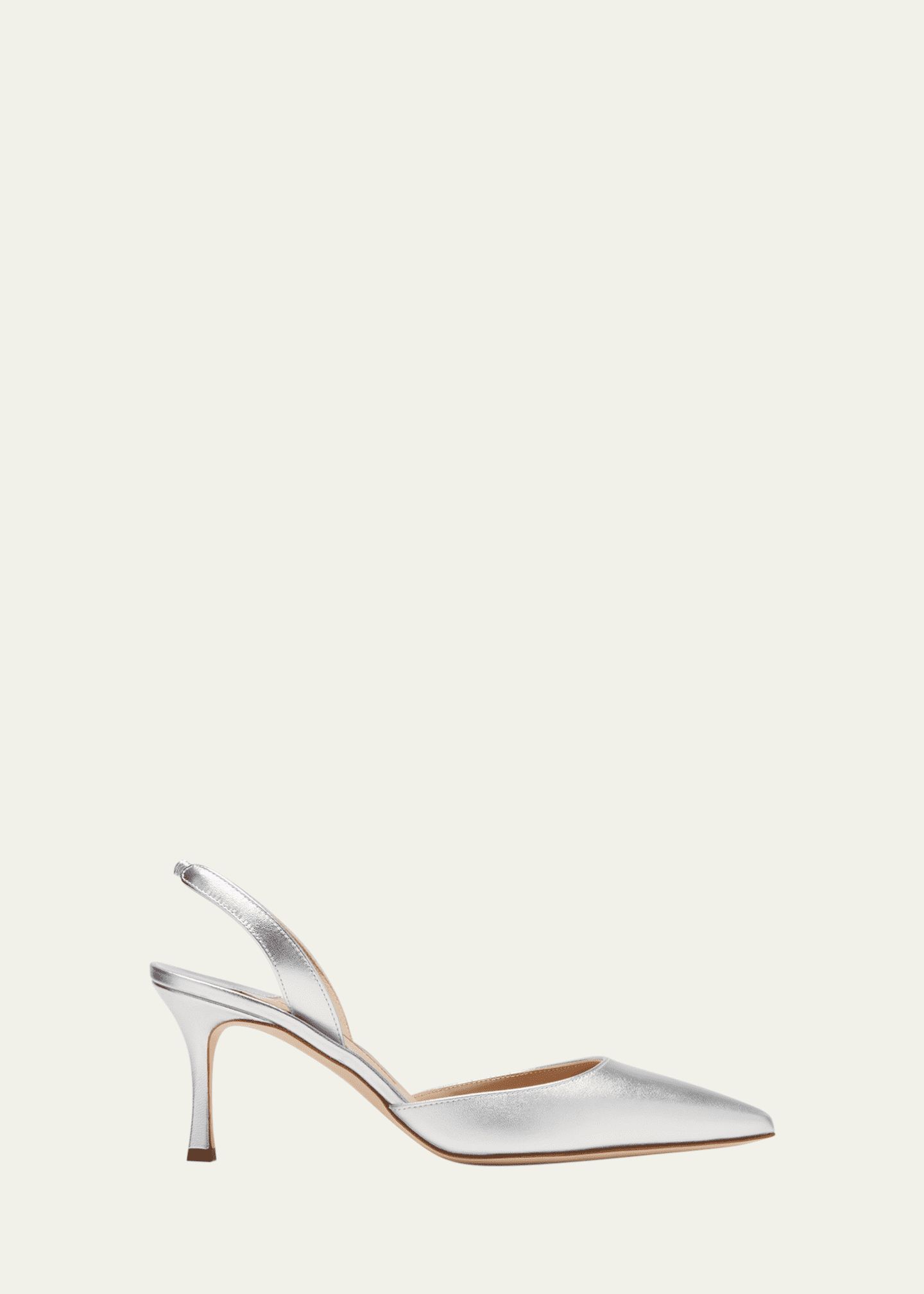 Manolo Blahnik Carolyne Metallic Leather Mid-Heel Slingback Pumps | Bergdorf Goodman