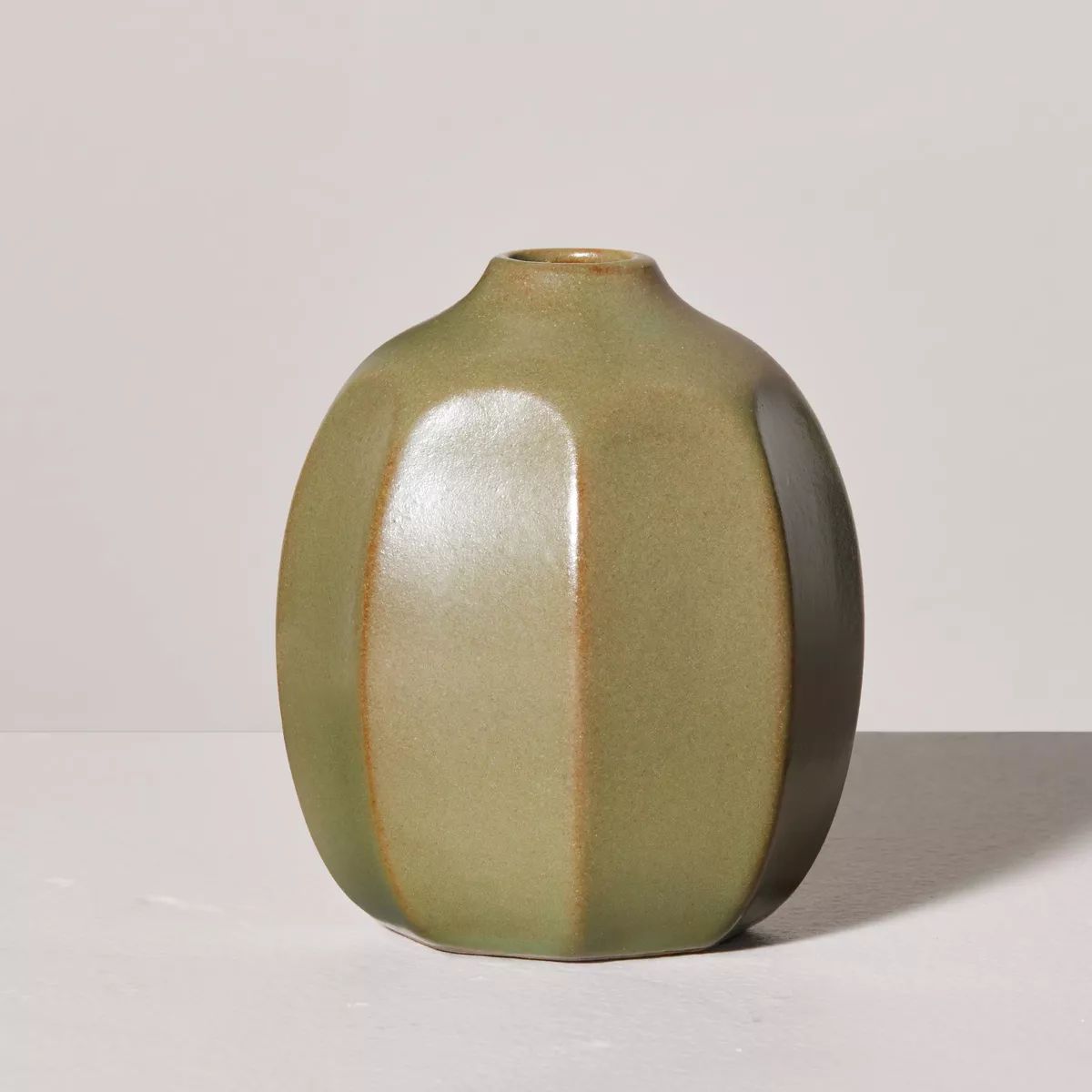 Faceted Ceramic Bud Vase Olive Green - Hearth & Hand™ with Magnolia | Target