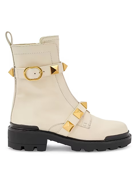 Valentino Garavani Roman Stud Leather Booties | Saks Fifth Avenue