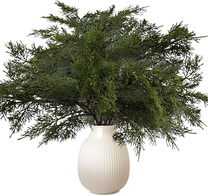 20 Pcs Norfolk Pine Stems, 17 X 11 Inches Christmas Norfolk Pine Branches,Faux Cedar Branches for... | Amazon (US)