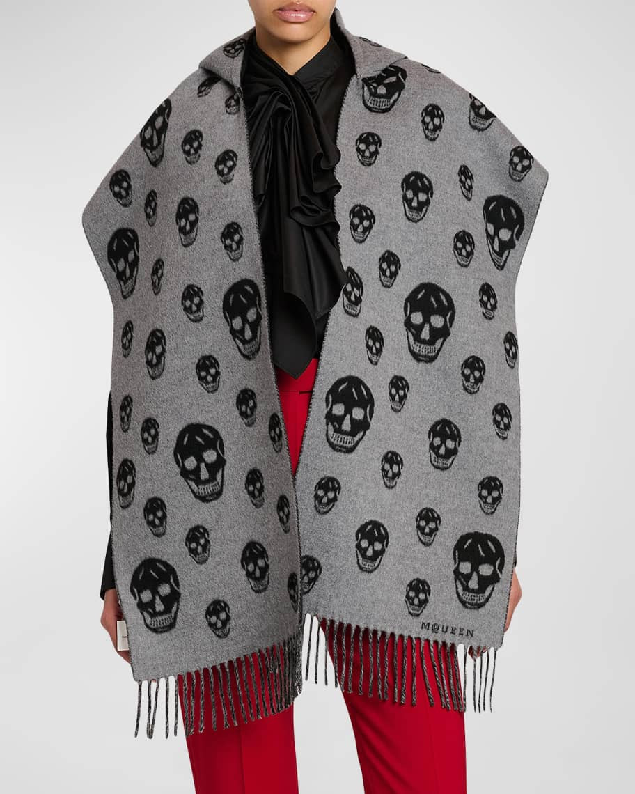 Skull Wool Cashmere Hooded Scarf | Neiman Marcus