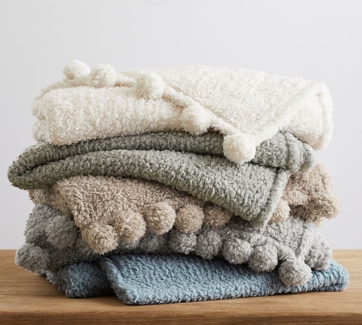 Cozy Pom Pom Sherpa Throws | Pottery Barn (US)