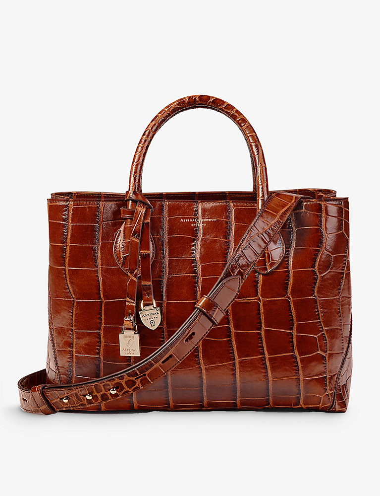 London medium croc-embossed leather tote bag | Selfridges