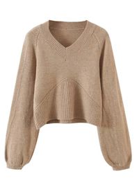 'Rosalie' V-neck Balloon Sleeves Sweater (3 Colors) | Goodnight Macaroon