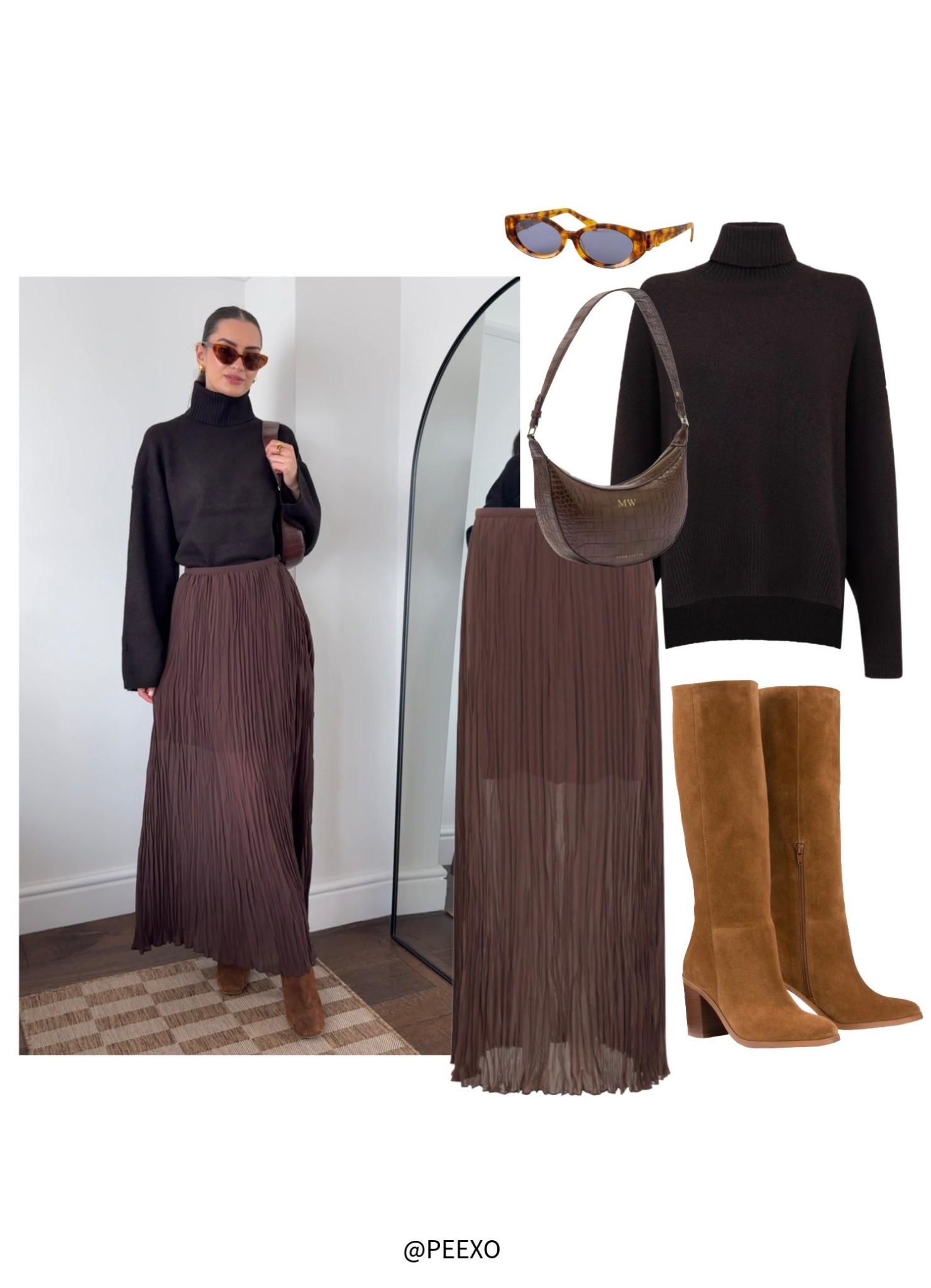 Styling chocolate brown 🤎 

Roll neck jumper, brown knitwear, pleated skirt, knee high boots

#LTKuk #LTKautumn