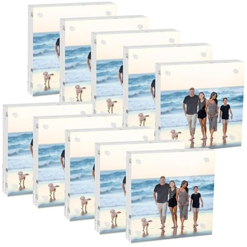 Adboros 10 Pack 4x4 Acrylic Picture Frames, Clear Double Sided Magnetic Frameless Frames, Transparent | Amazon (US)