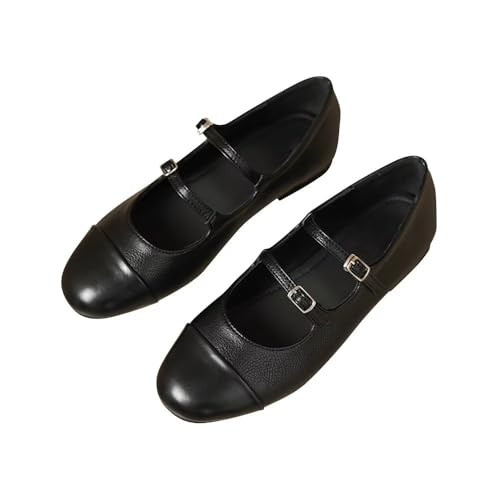 Mary Jane Shoes Square Toe Black Flats Ballet Flats for Women Comfortable Ankle Strap Flats Casua... | Amazon (US)