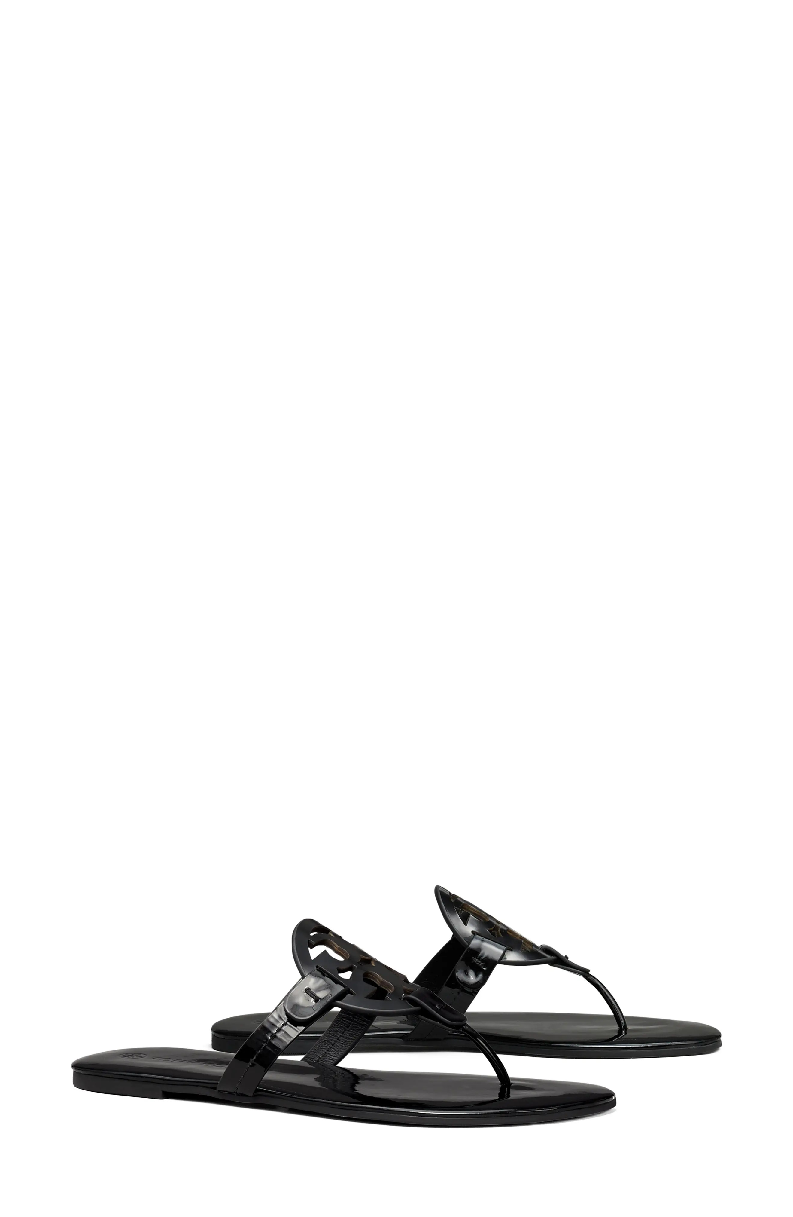 Tory Burch Miller Soft Sandal in Perfect Black Patent at Nordstrom, Size 10 | Nordstrom