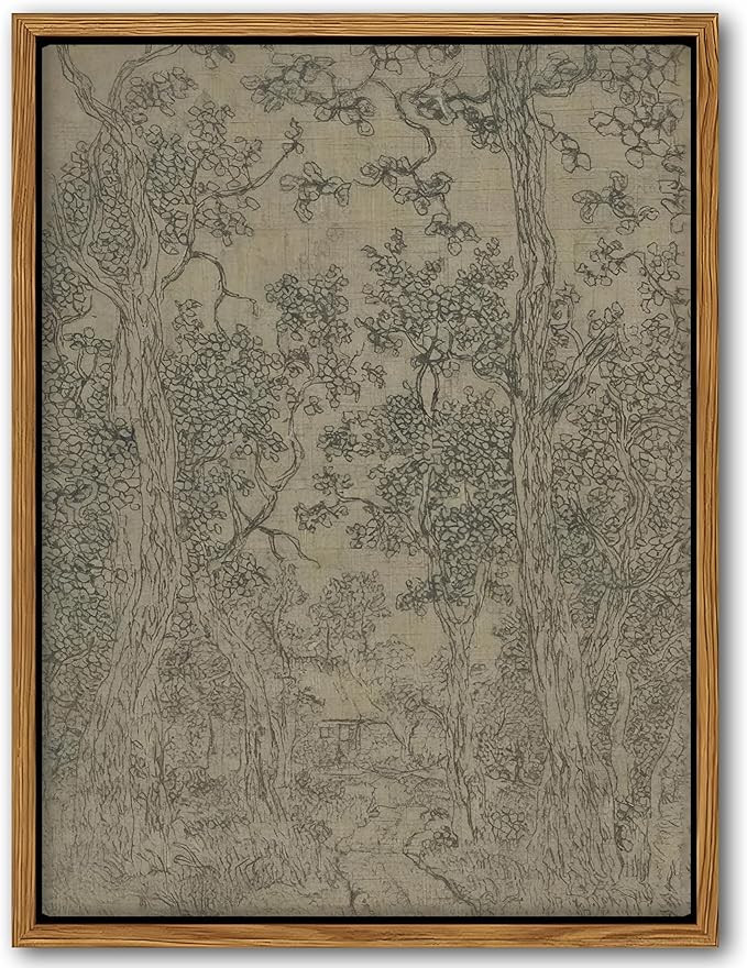 Vintage Framed Landscape Wall Art, Rustic Forest Canvas Print, Bedroom Kitchen Shelf Decor, Dark ... | Amazon (US)