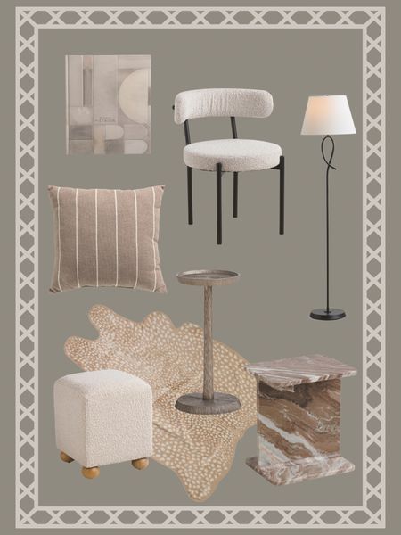 Neutral modern home finds.





TJ Maxx, Marshalls Ottoman , hide rug, Erin gates Momeni, accent table, marble cocktail table, pillow, coffee, table, book, Accent chair Boucle dining chair, floor lamp

#LTKhome