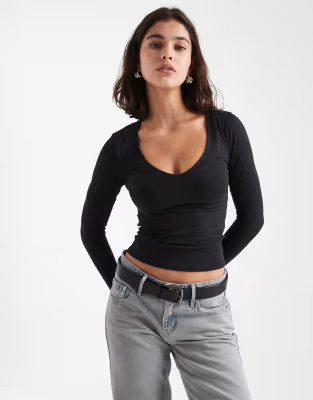 Cotton On ultra soft plunge top in black | ASOS | ASOS (Global)