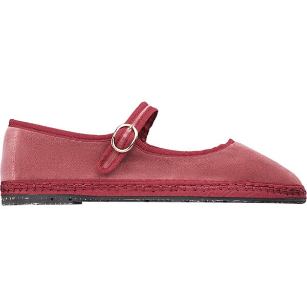 Women's Theresa Piped Velvet Mary Jane Shoes, Blush Pink & Burgundy | Maisonette
