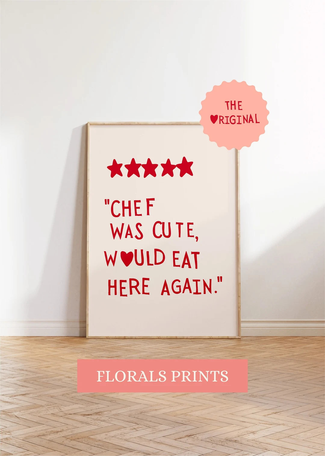 Aesthetic Kitchen Decor Cute Cooking Art Kitchen Wall Art Print Minimalist Heart Print Red Chef A... | Etsy (US)