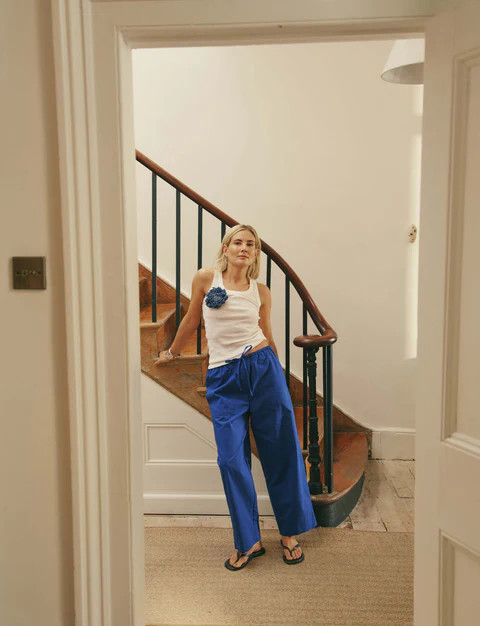 Sifnos Trousers: Fine Poplin, Cobalt Blue x Lucy Williams | With Nothing Underneath