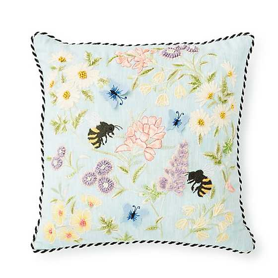 Floral and Bee Throw Pillow | MacKenzie-Childs