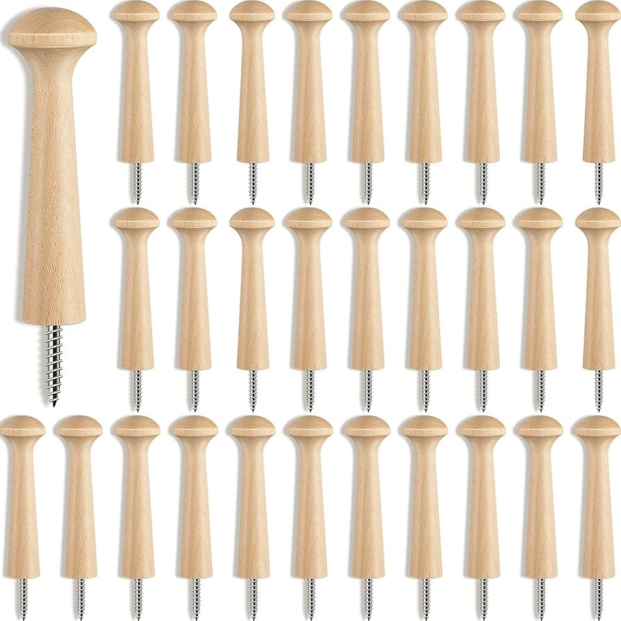 Wooden Shaker Peg Wood Screw-on Shaker Pegs 2.9 Inch Long Unfinished Wood Shaker Racks for Hangin... | Amazon (US)