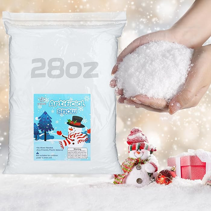 Biggun 28Oz Water-Free Fake Snow Christmas Village Decorations, Lifelike Fire-Resistant Dry Faux ... | Amazon (US)