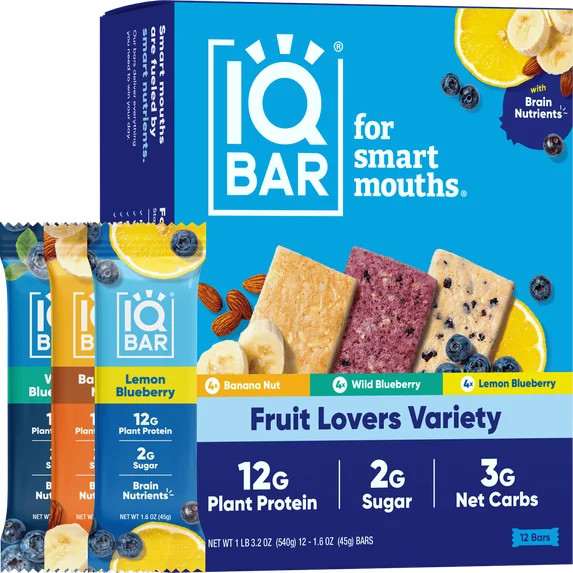 IQBAR Clean Plant Protein Bars - Fruit Lovers Variety - 12 Count - Keto, Vegan, High Fiber, Glute... | Walmart (US)