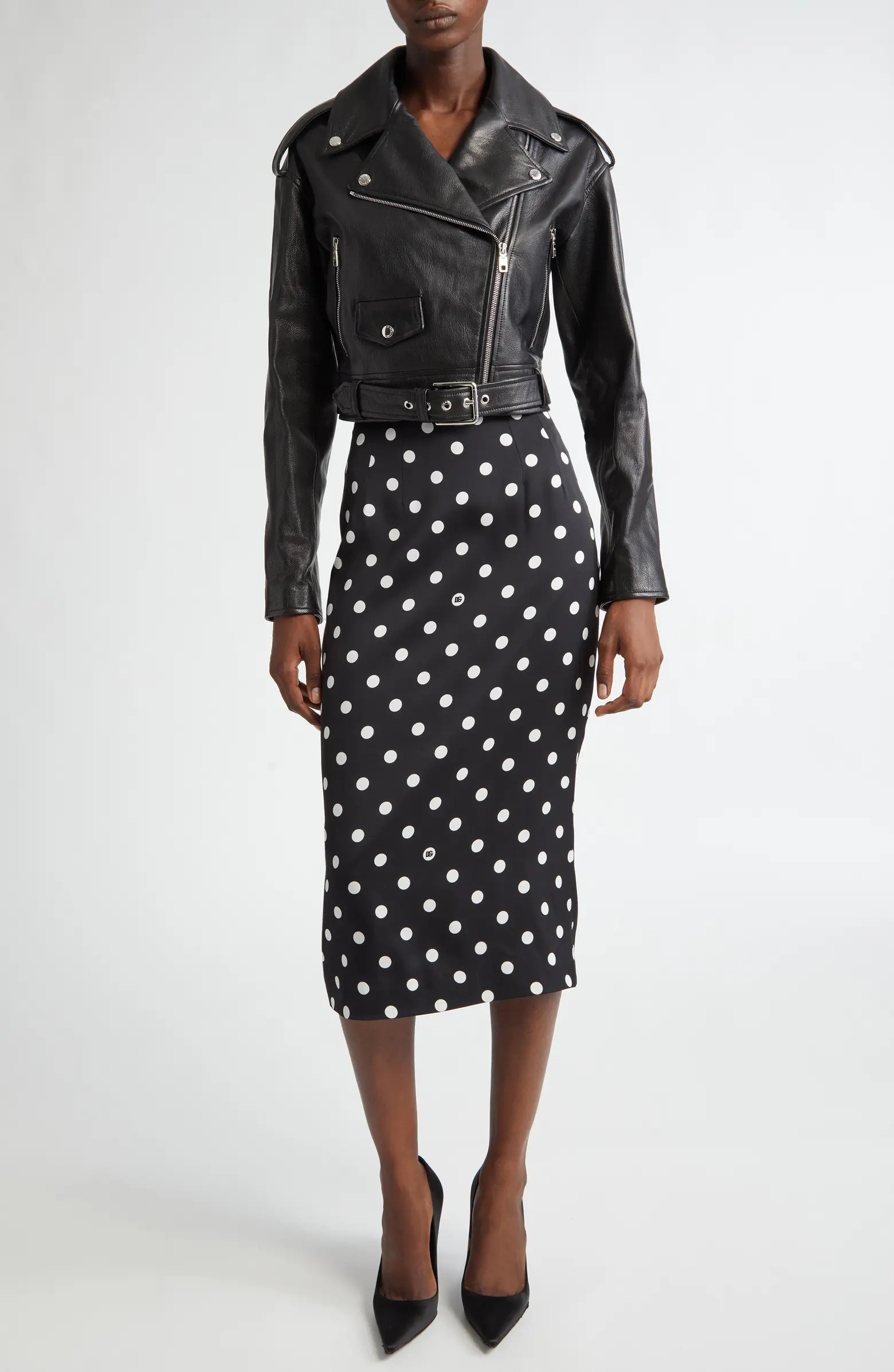 Dolce&Gabbana Polka Dot Stretch Silk Pencil Skirt | Nordstrom | Nordstrom