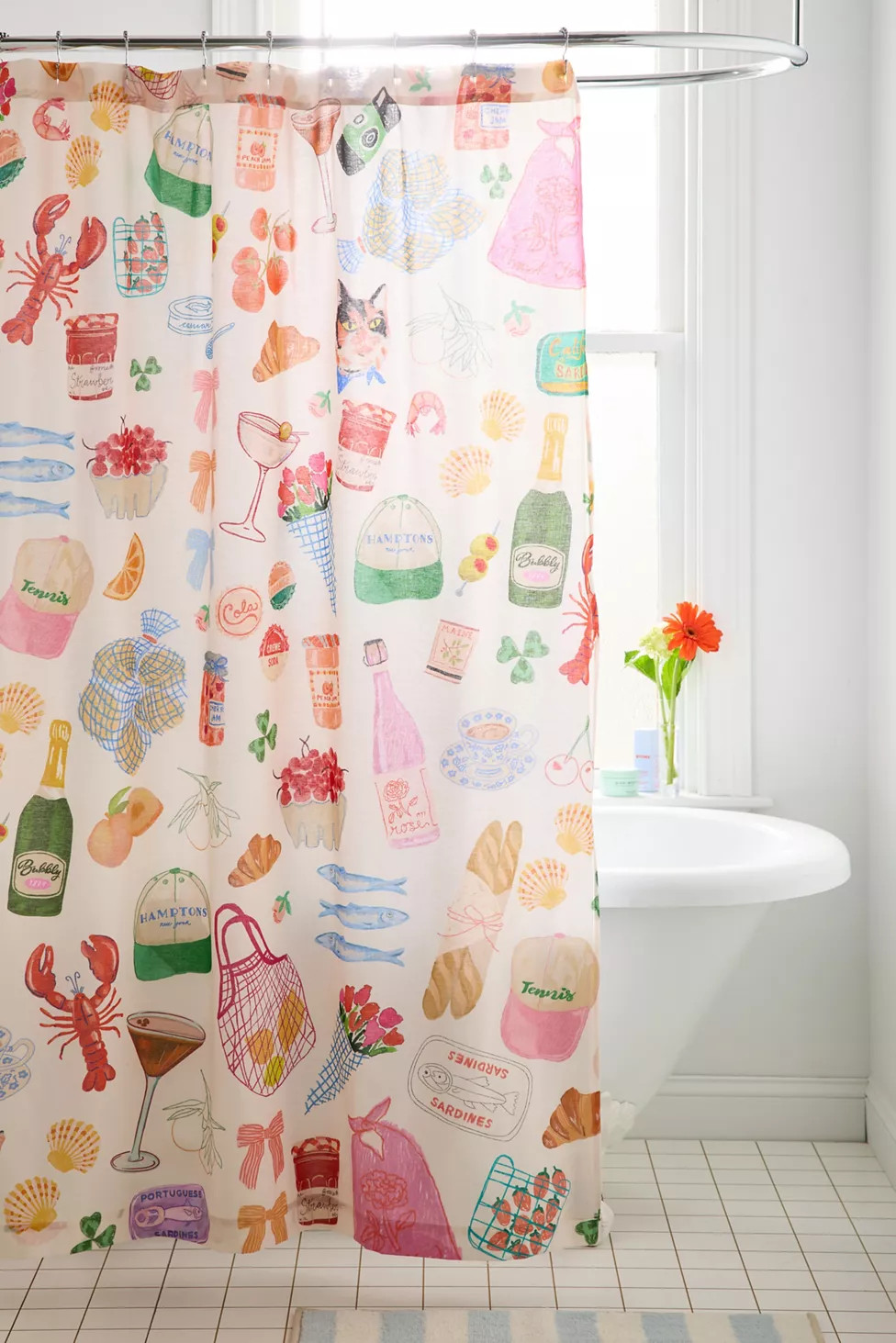 Seaside Weekend Patterned Shower Curtain | Urban Outfitters (US and RoW)