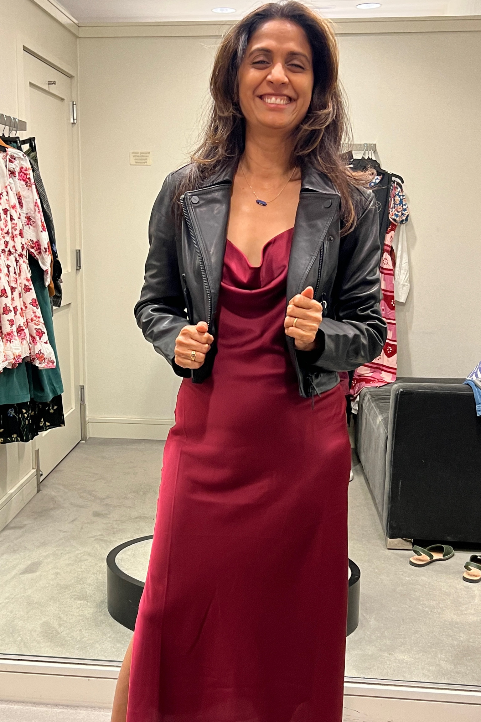 New look I’m trying is this slip dress. (I already bought the leather jacket to go with a long black dress I bought for travel outfit. What do we think?

#LTKsalealert