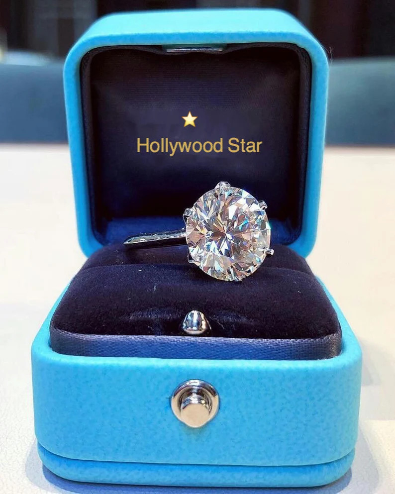 Star of Hollywood, Large Solitaire Promise Engagement Wedding Ring, Diamond Ring, Every Day Daint... | Etsy (US)