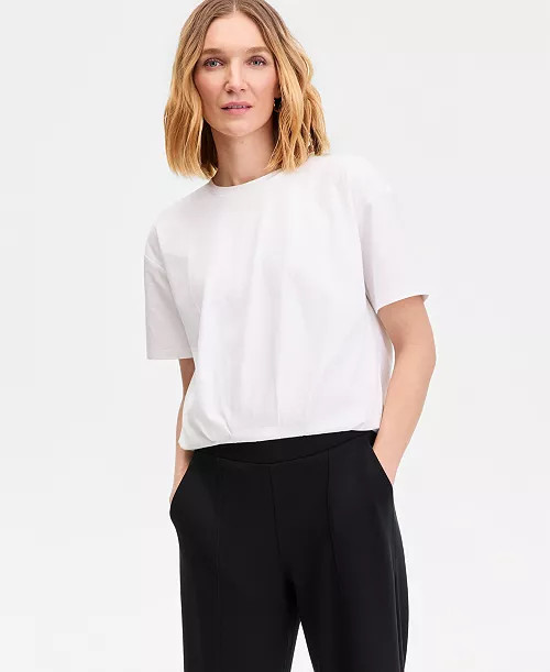 Women's Cotton Bubble-Hem T-Shirt | Macy's