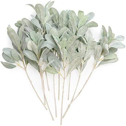 Ling's moment Artificial Flocked Lambs Ear Items ,10pcs Frosted Filler Leaves for Wedding Bouquet... | Amazon (US)