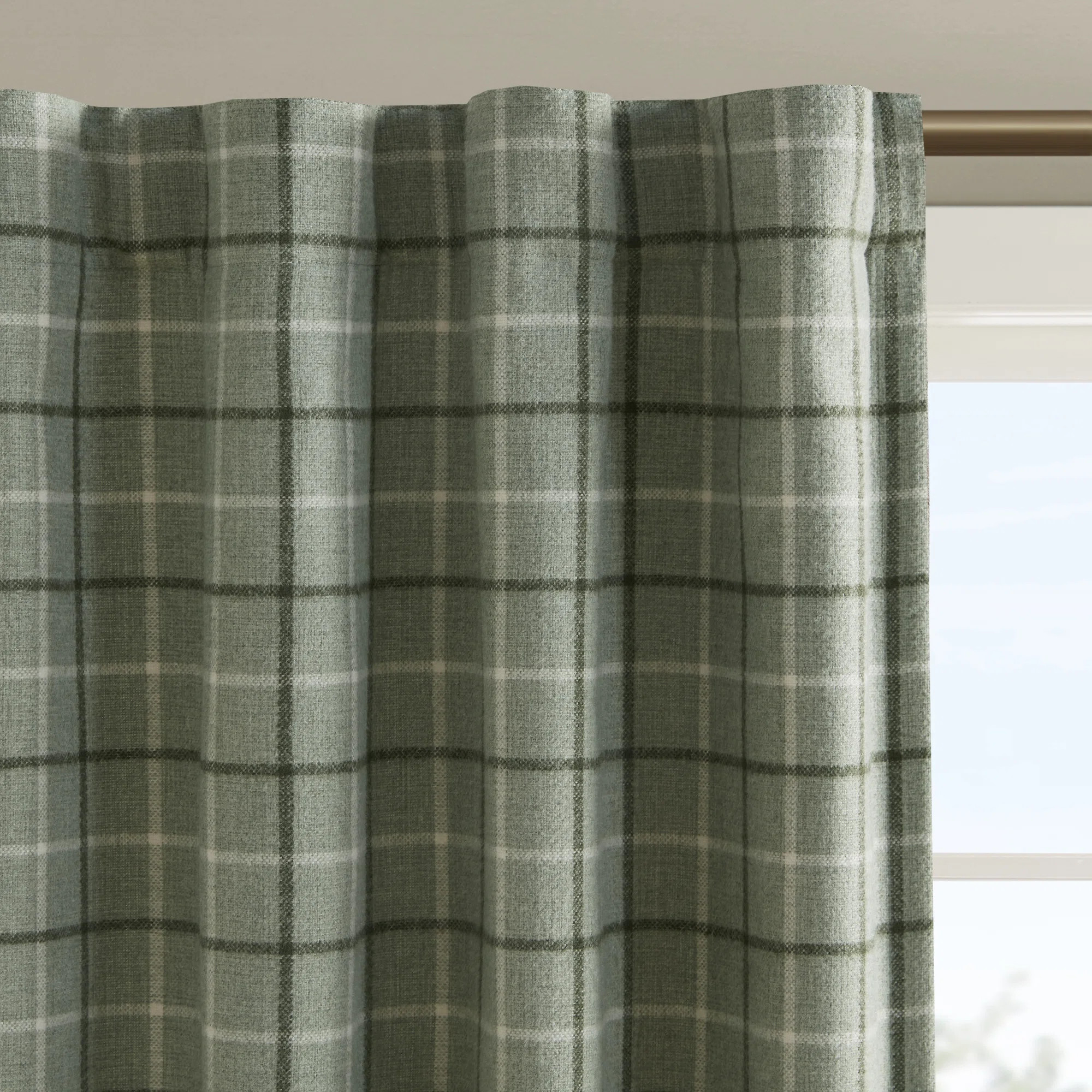 Marcum Woven Plaid Room Darkening Thermal Fleece Lined Single Curtain Panel | Wayfair North America