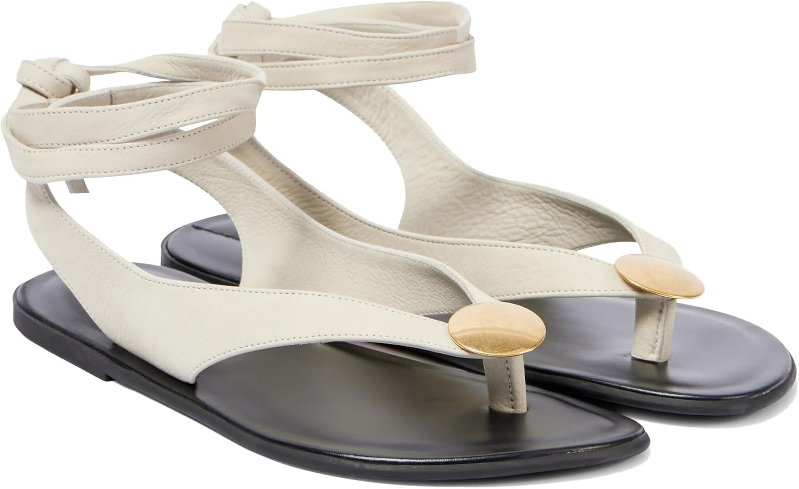 Suede Flat Sandals for Women with Metal Circular Ankle Strappy Ladies Fashion Cute Summer Flip Fl... | Amazon (US)