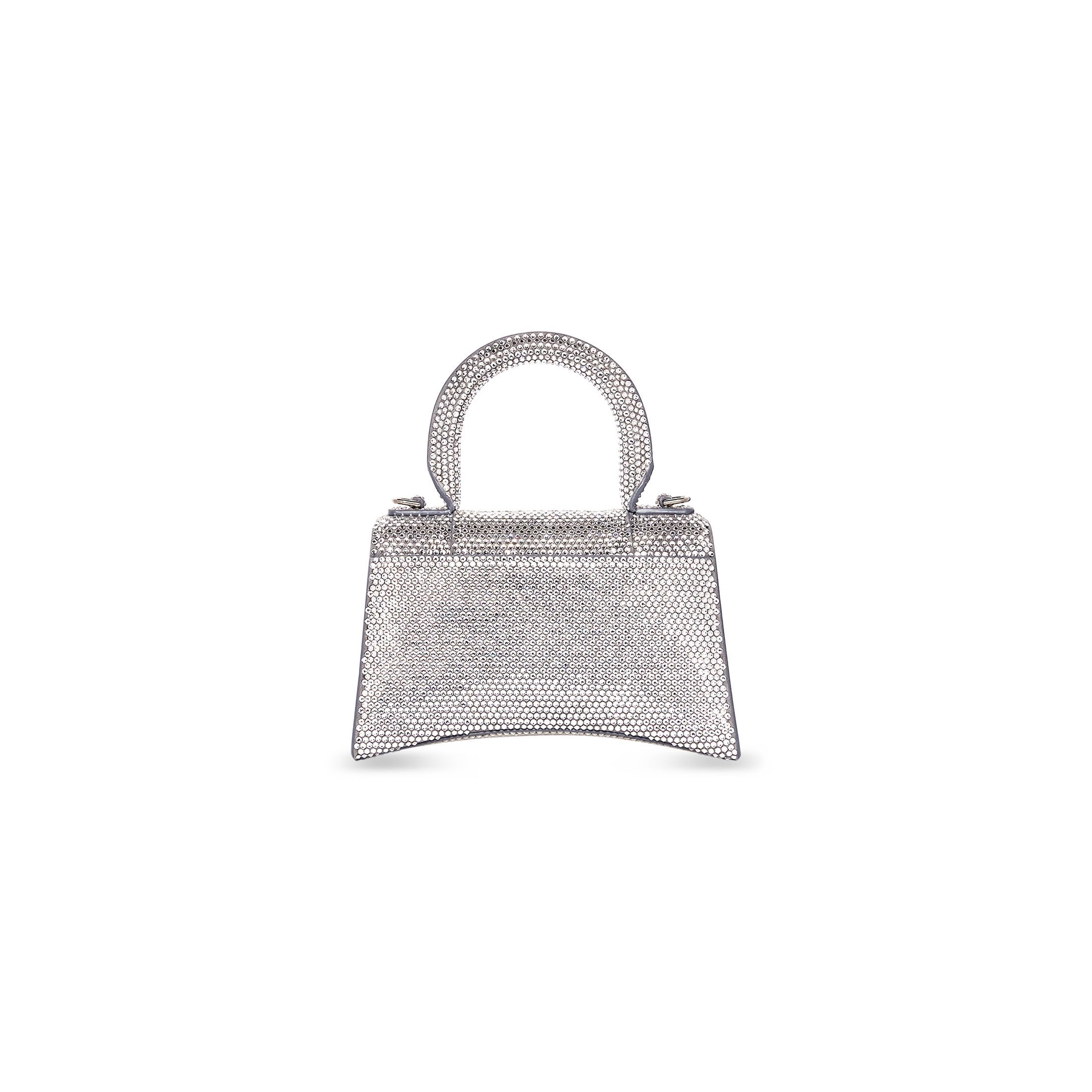 hourglass xs handbag in suede calfskin with rhinestones | Balenciaga