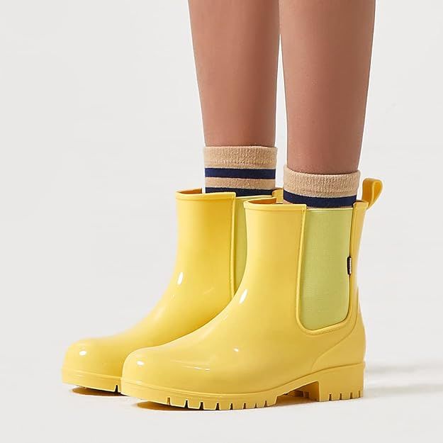 planone Short rain Boots for Women and Waterproof Garden Shoes，Anti-Slipping White Chelsea Rain... | Amazon (US)