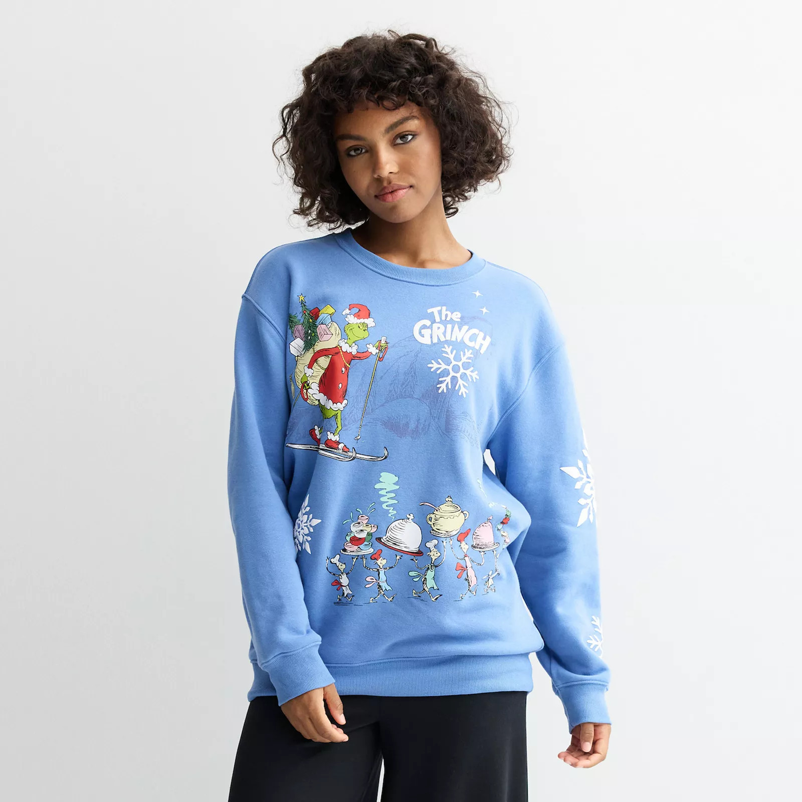 Juniors' Grinch Graphic Crew Fleece Sweatshirt, Girl's, Size: XS, Blue | Kohl's