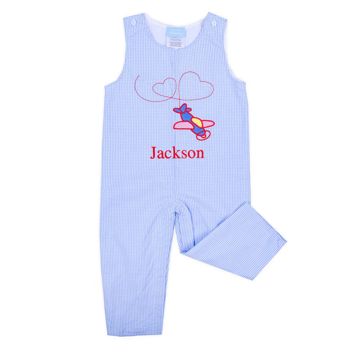 Airplane Heart Blue Gingham Longall | Classic Whimsy