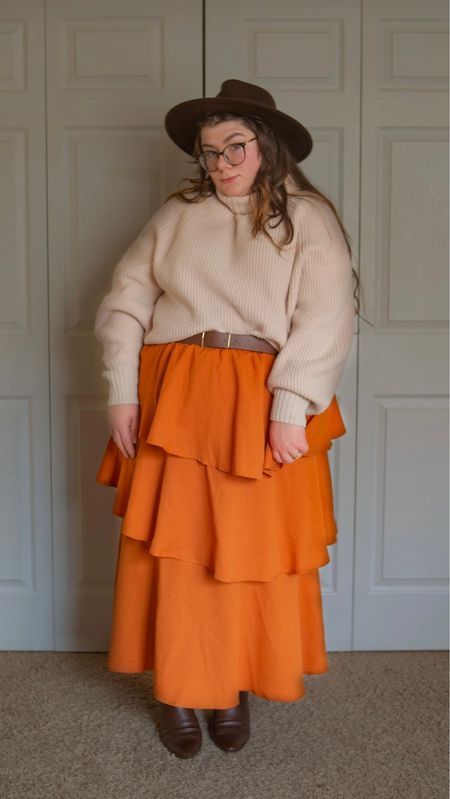 Plus size turtleneck and burnt orange maxi skirt fall outfit 

#LTKSeasonal #LTKcurves