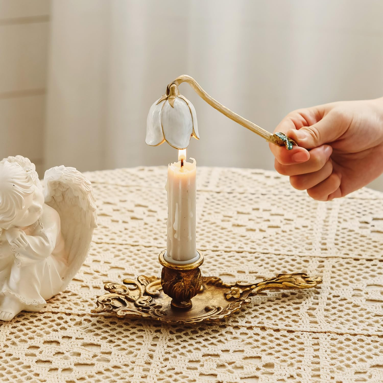 NIKKY HOME Candle Snuffer, Flower Painted Candle Extinguisher Accessory with Long Handle, Candle ... | Amazon (US)