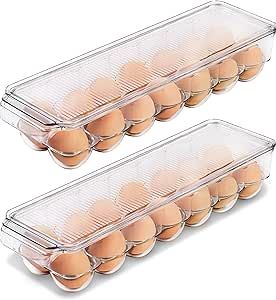 Utopia Home Egg Container With Lid & Handle for Refrigerator, Pack of 2 - Clear Egg Holder for Ki... | Amazon (US)