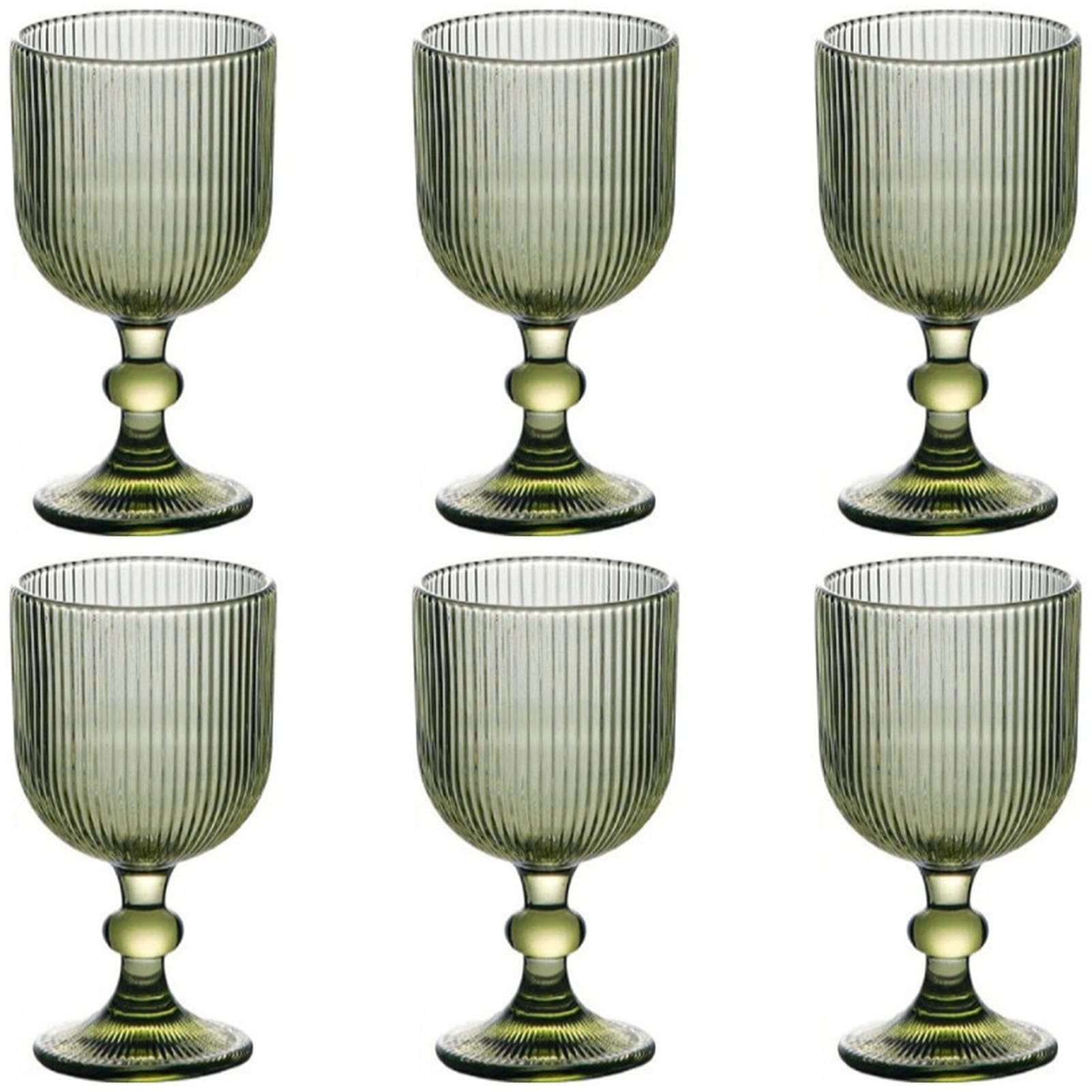 Green Drinking Glasses set of 6 Big Wine Goblets Vintage Colored Glassware 13 oz for Wedding Part... | Amazon (US)