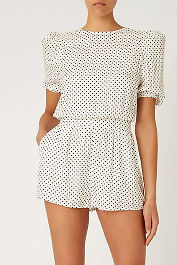 WeWoreWhat Polka Dot Balloon Sleeve Romper | Urban Outfitters (US and RoW)