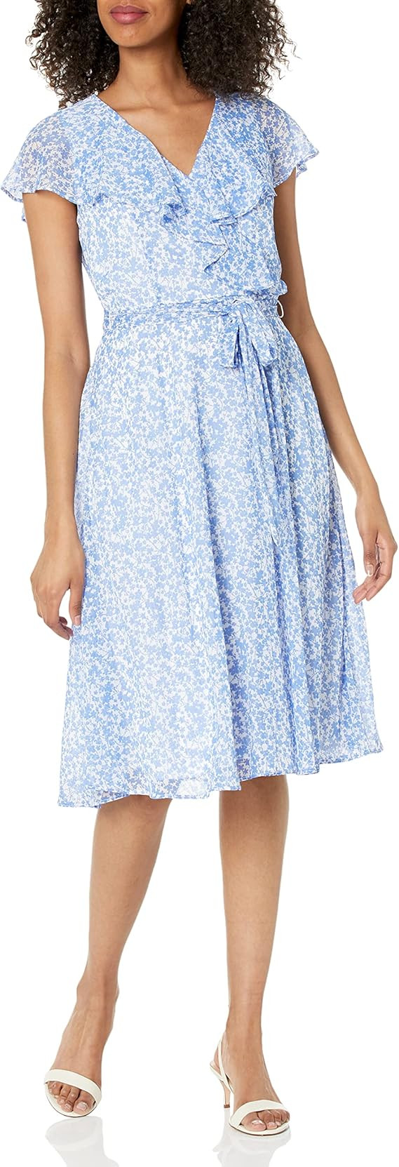 Tommy Hilfiger Women's Floral Capelet Surplice Midi Dress | Amazon (US)