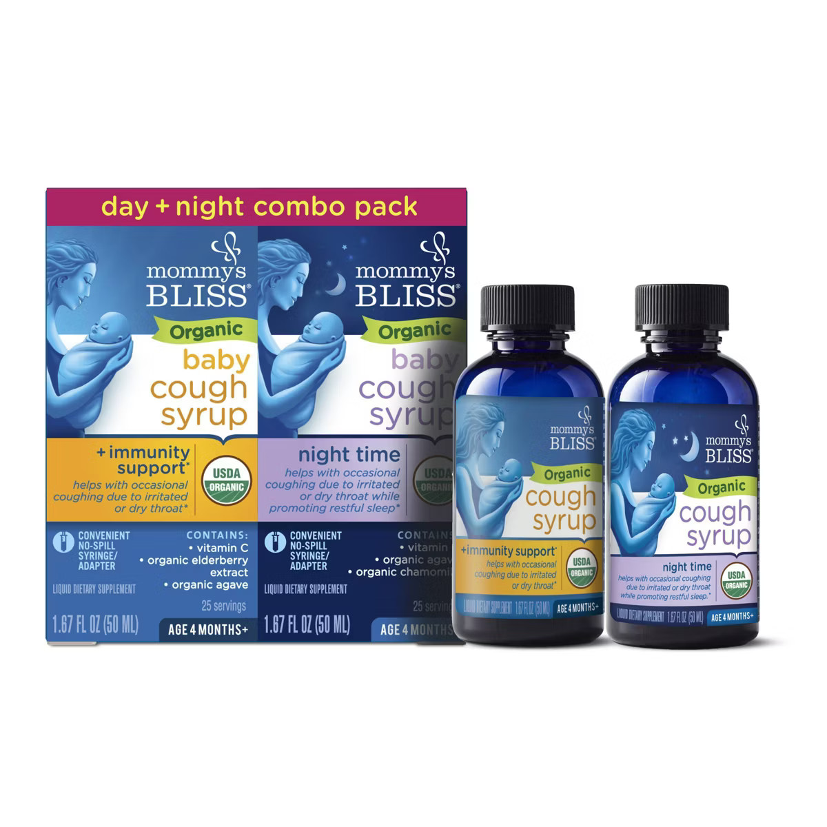Mommy's Bliss Organic Day & Night Baby Cough Syrup and Mucus Syrup Combo pack - 1.67 fl oz/2pk | Target