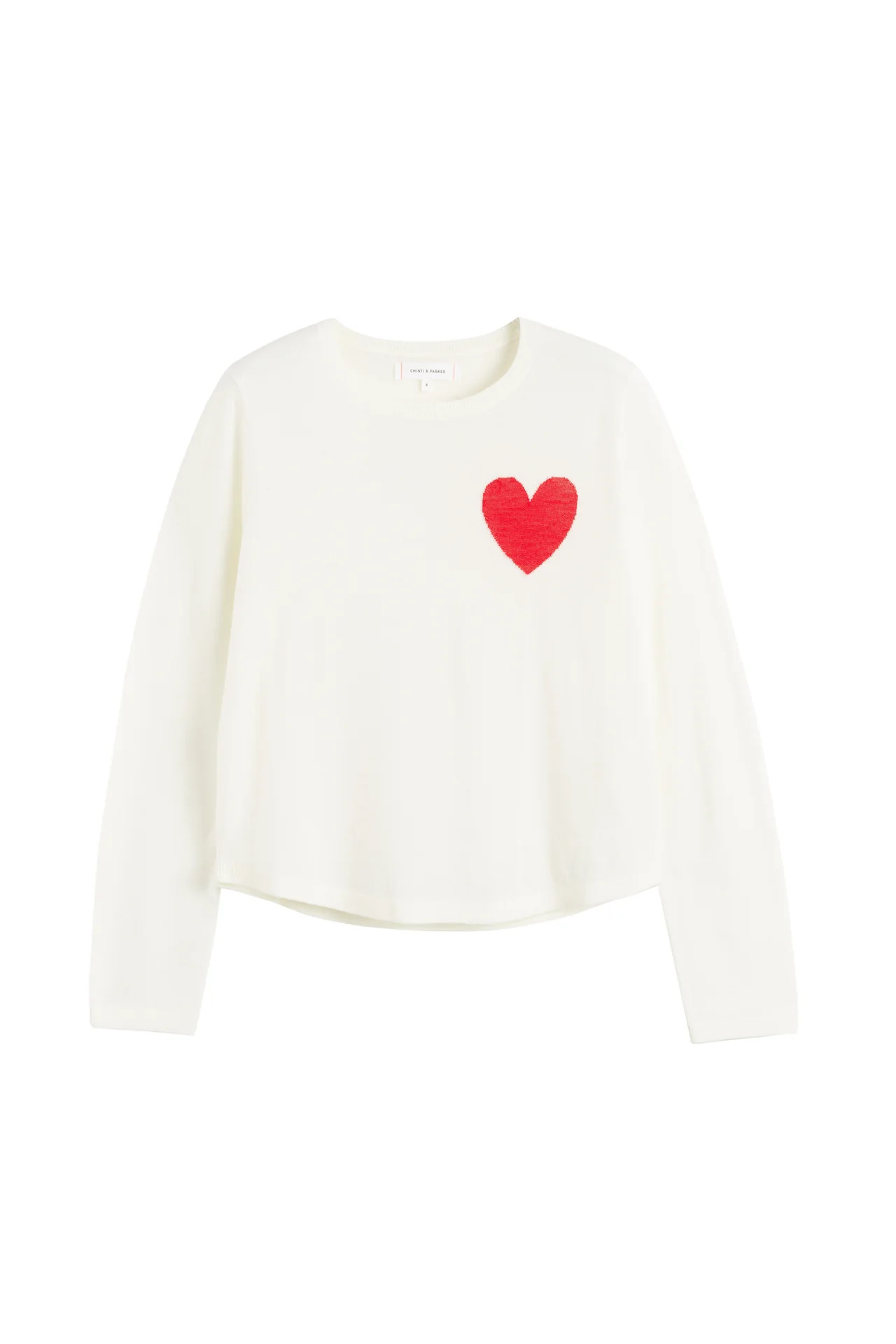 Cream Merino Heart Breton Sweater | Chinti & Parker