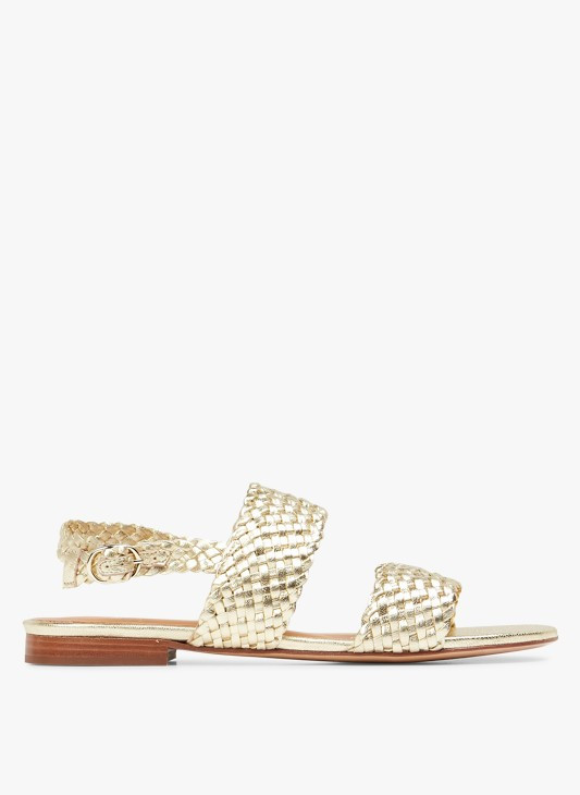 Soldes SANDALES EN CUIR TRESSÉ MÉTALLISÉ OR PLATINE BOBBIES - FEMME | Place des Tendances | Place des tendances (FR)