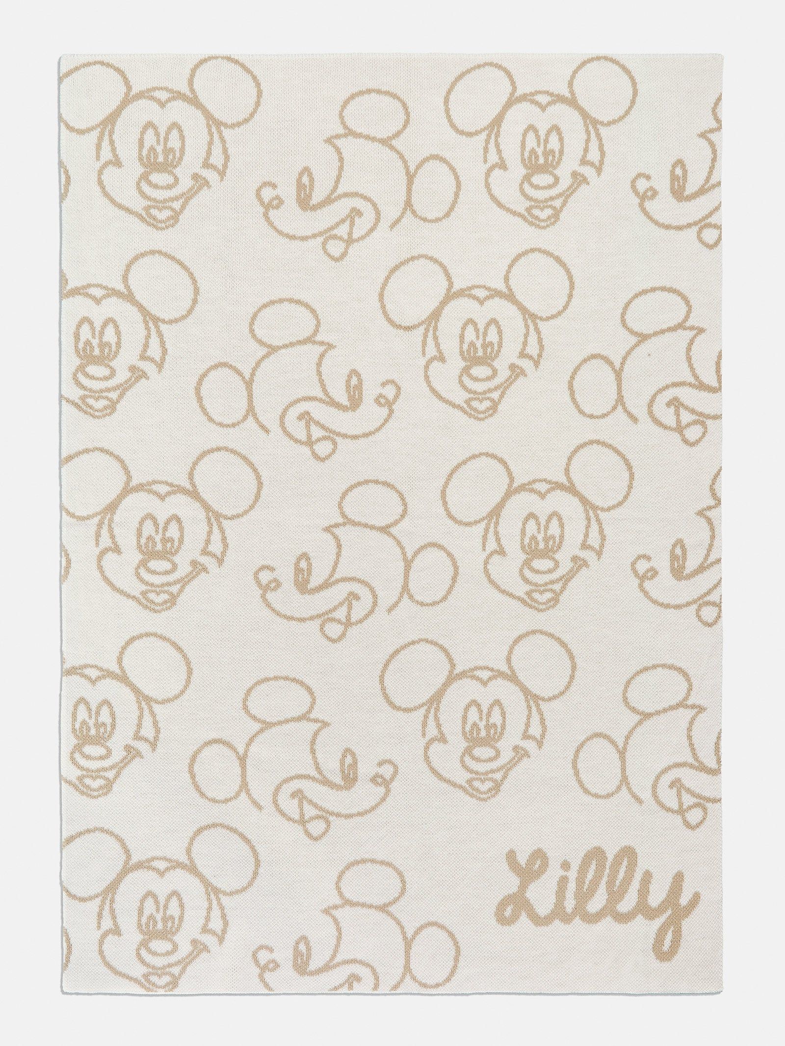 Neutral Script Mickey Mouse Head Blanket | BaubleBar (US)