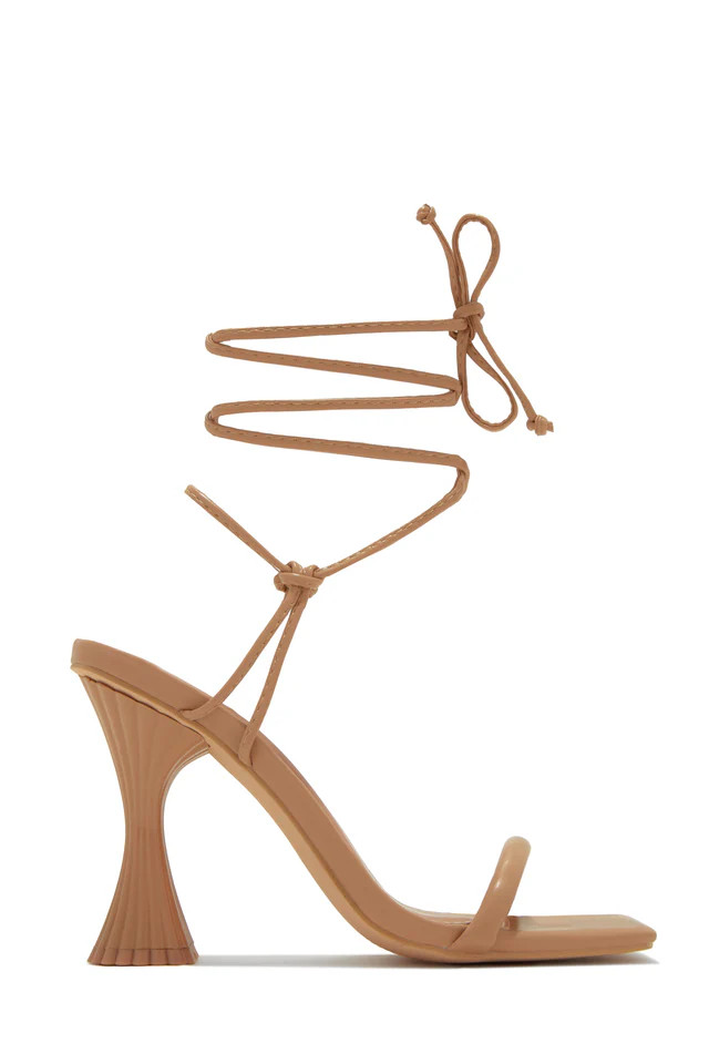 Miss Lola | Idalia Nude Lace Up Heels | MISS LOLA