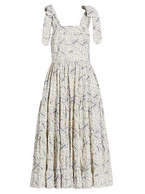 Daphne Tiered Floral-Embroidered Midi-Dress | Saks Fifth Avenue