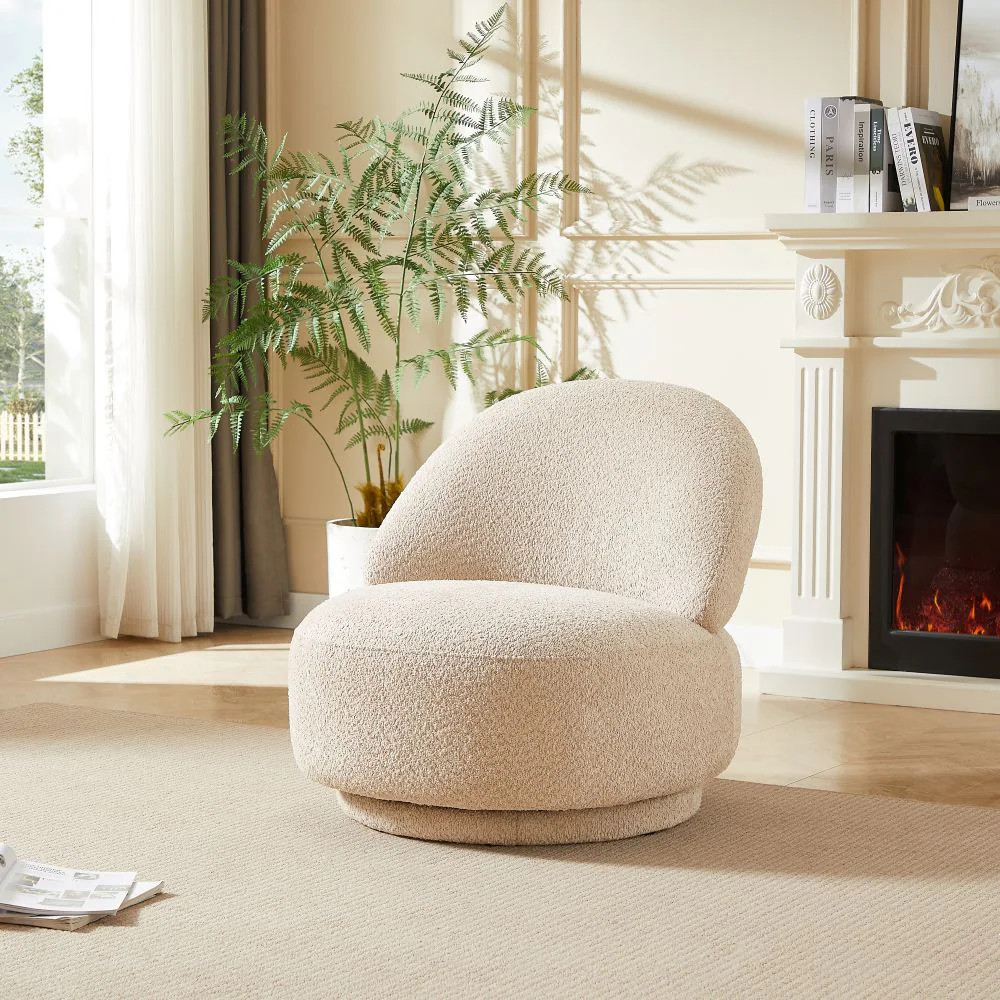 GDFStudio Accent Chair For Living Room with Swivel Function-Beige | 337850 | Lowe's